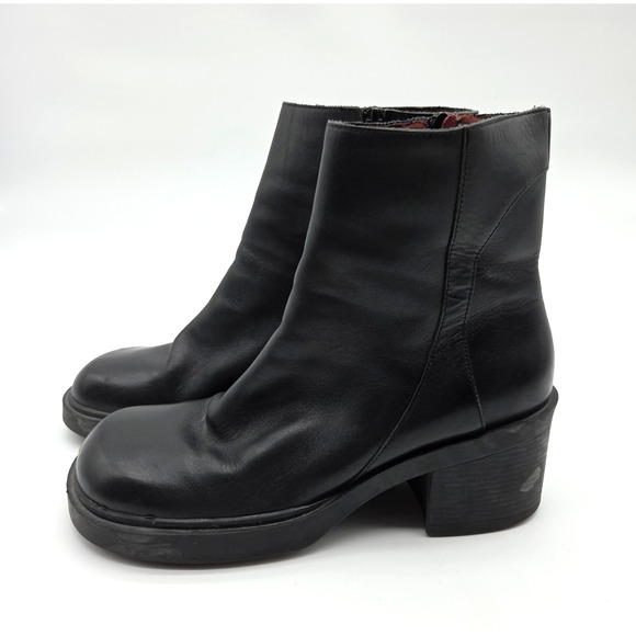 Vintage 90s Cloud 9 Nine West Black Chunky Ankle Boots Size 8.5 9 Side Zip - Picture 3 of 6